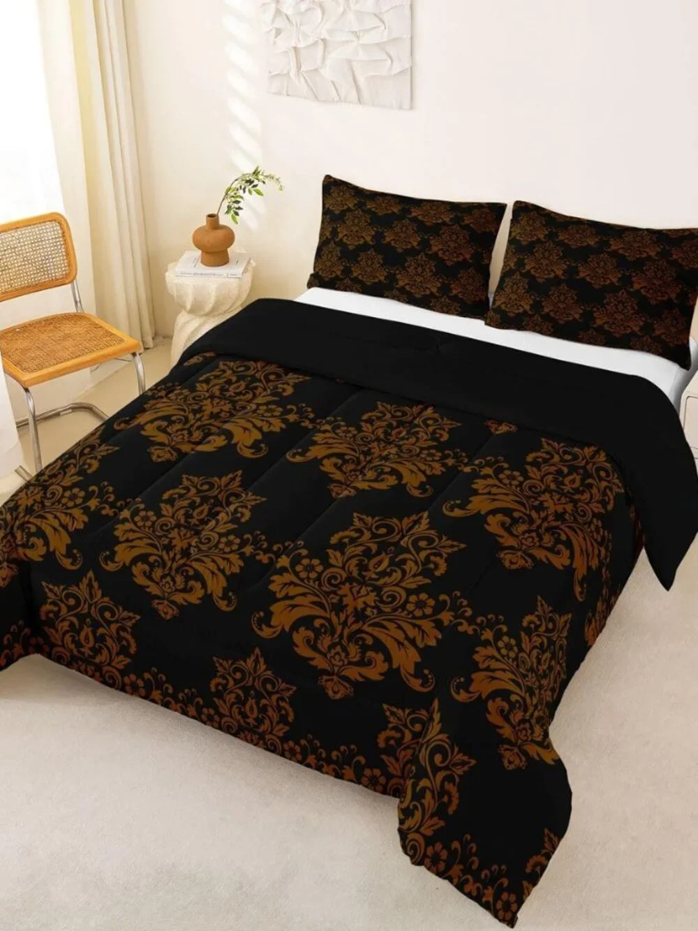 Antique Victorian Comforter Vintage Floral Exotic 3 Piece Soft Microfiber Beddin